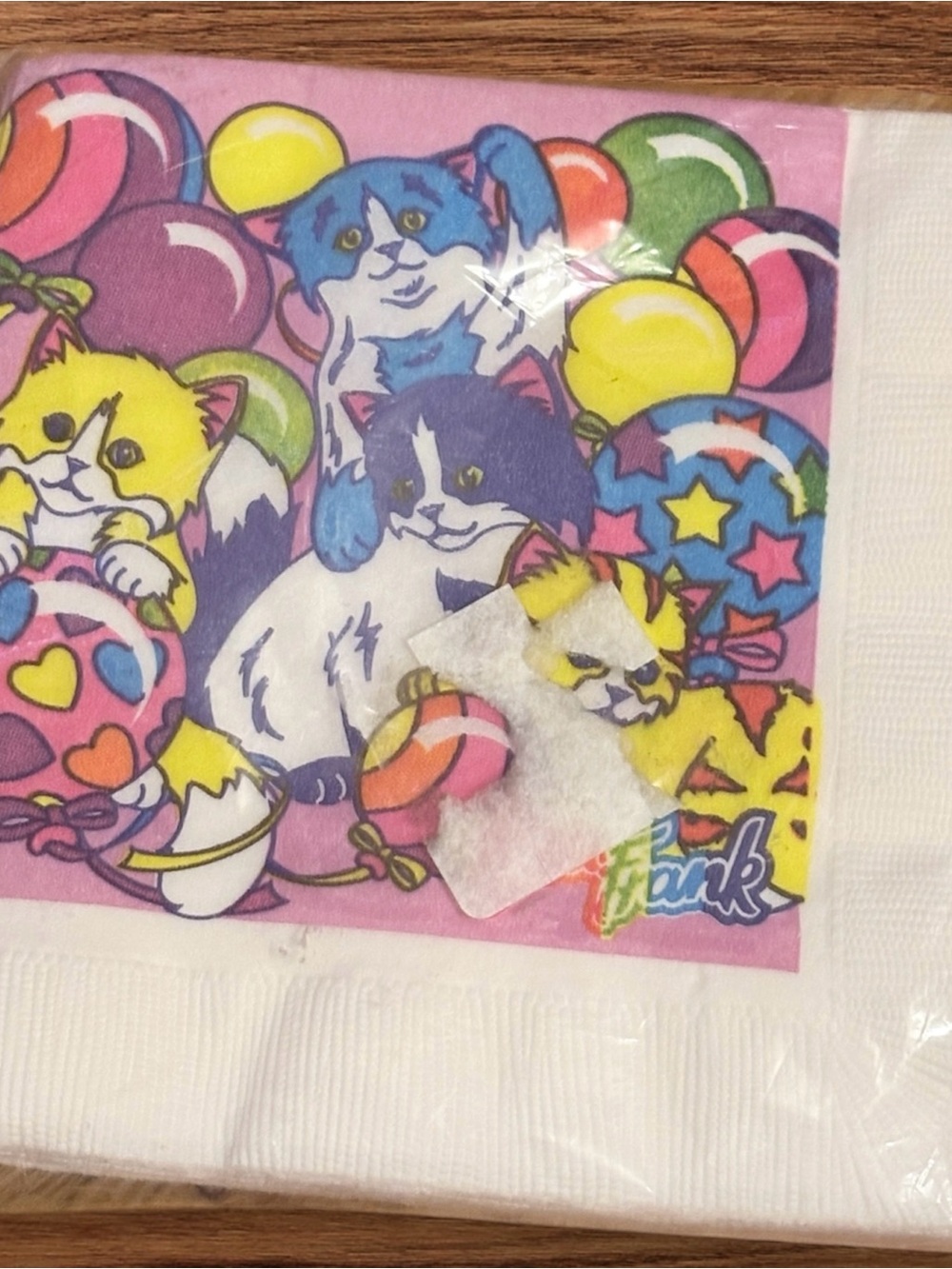 Vintage Lisa Frank Party Cat Paper Napkins - Kitten Love Balloon